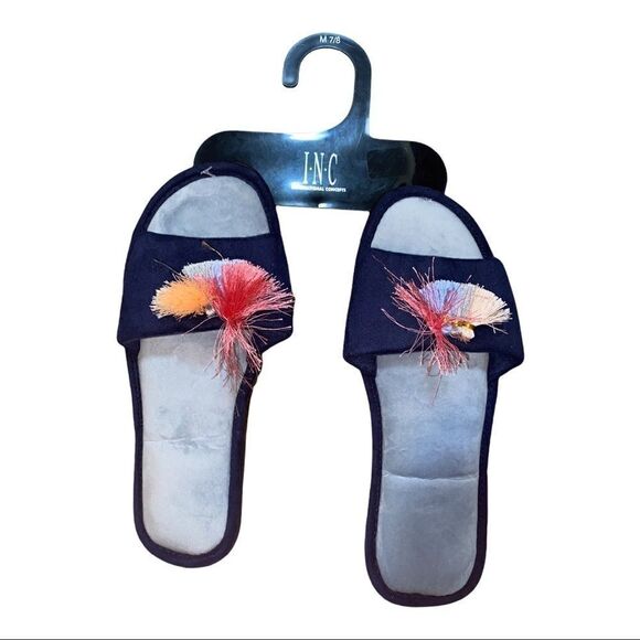 INC International Concepts Blue Tassels Slippers - Picture 1 of 2